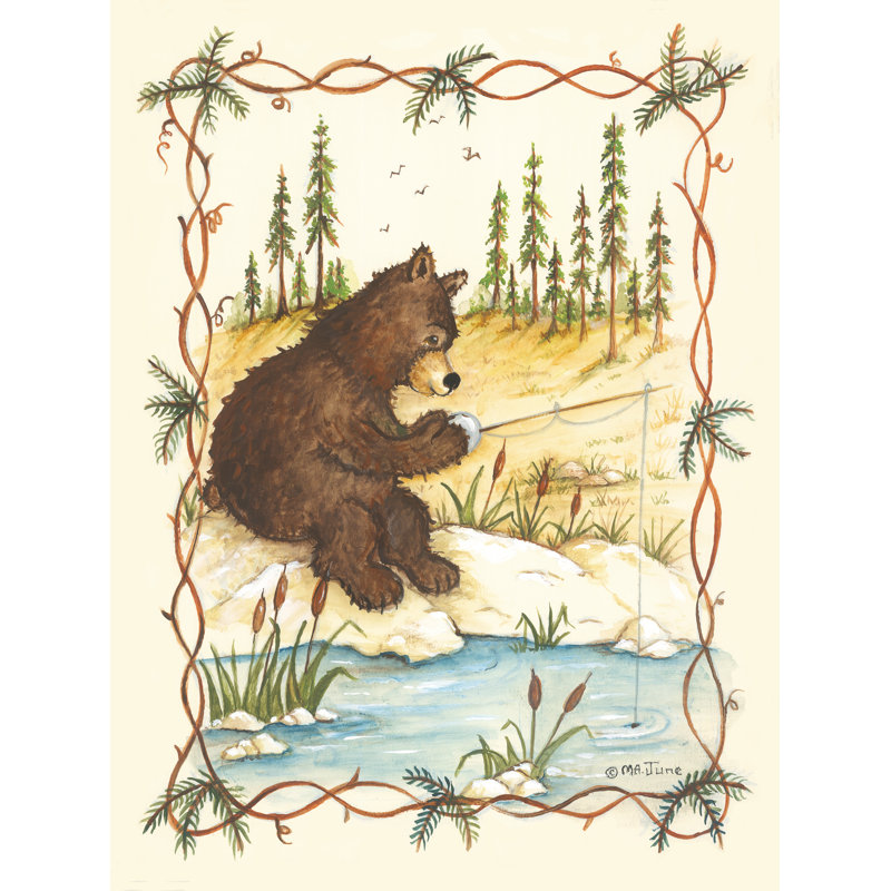 «Gone Fishing» par Mary Ann June, H 32 po x l 24 po, Impression sur papier argenté sans passe-partout