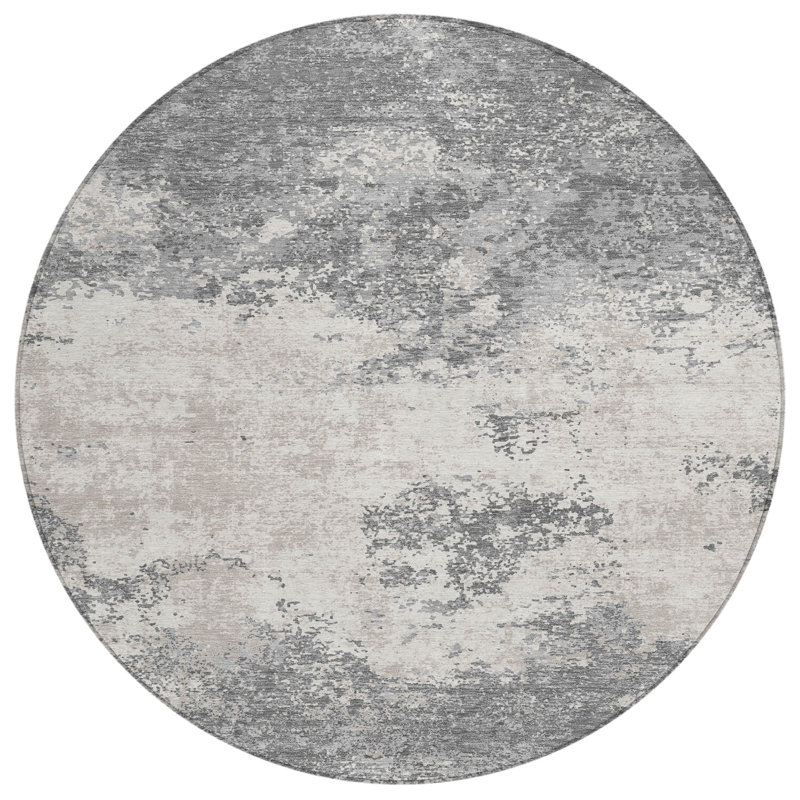 Aera Gray Washable Indoor-Outdoor Rug - , 8' x 8'