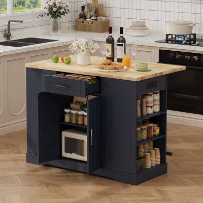 Îlot de cuisine avec armoire de rangement et armoire à ordures, ensemble de table de salle à manger 3 pièces avec 2 tabourets et abattant