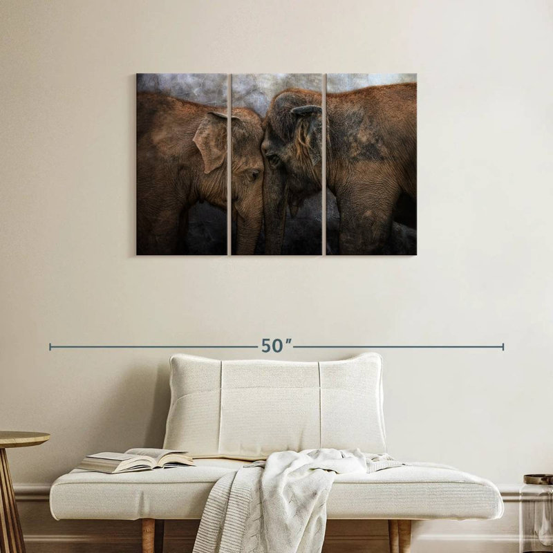 Brampt Elephant Young Love, 24" H x 38" W