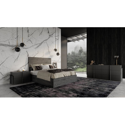 Marlee - Italian Modern Matte Grey + Elm Grey 4-piece Bedroom Set