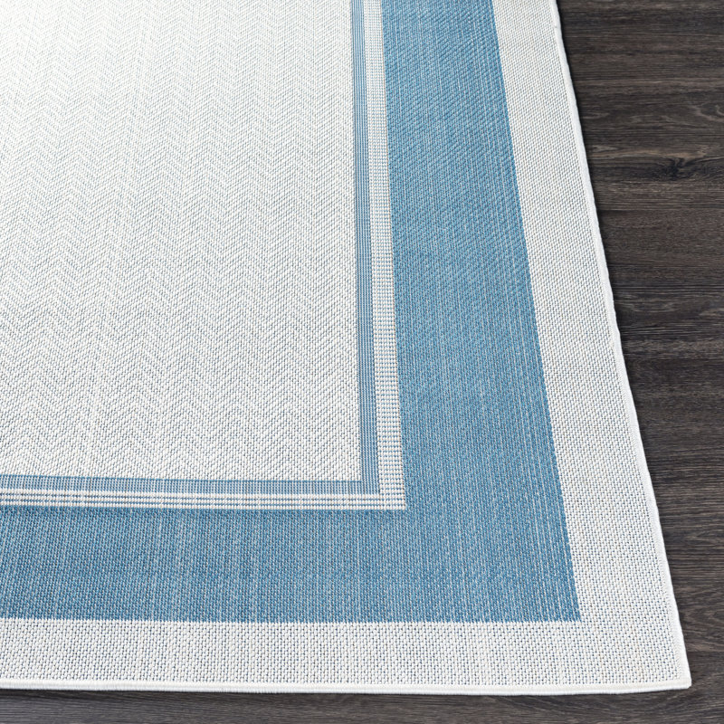 Tapis bleu ciel / crème Teegan, Rectangle 7 pi 10 po x 10 pi