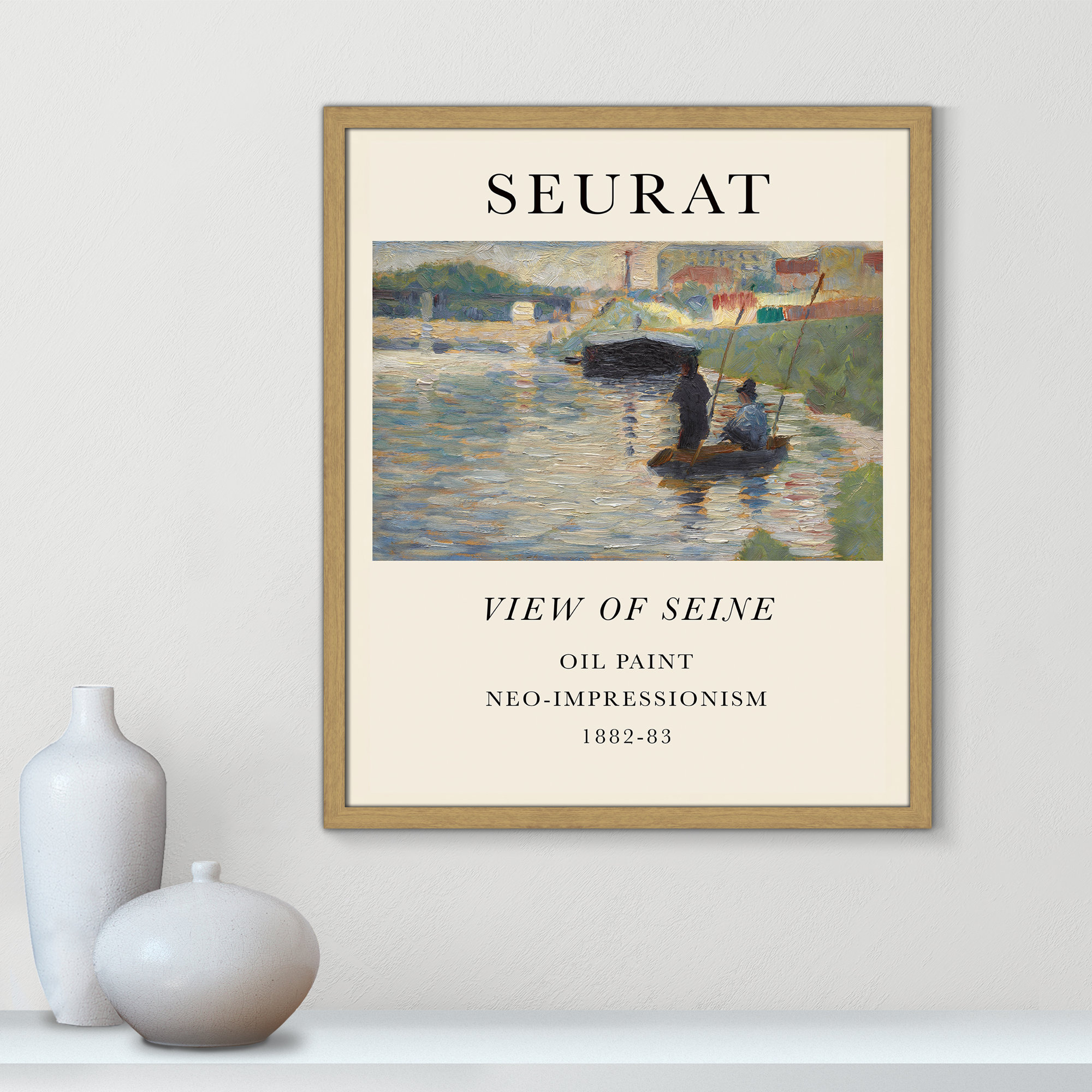 View Of Seine by Georges Seurat, Natural Single Picture Frame, 25.5" H x 21.5" W x 0.75" D, No