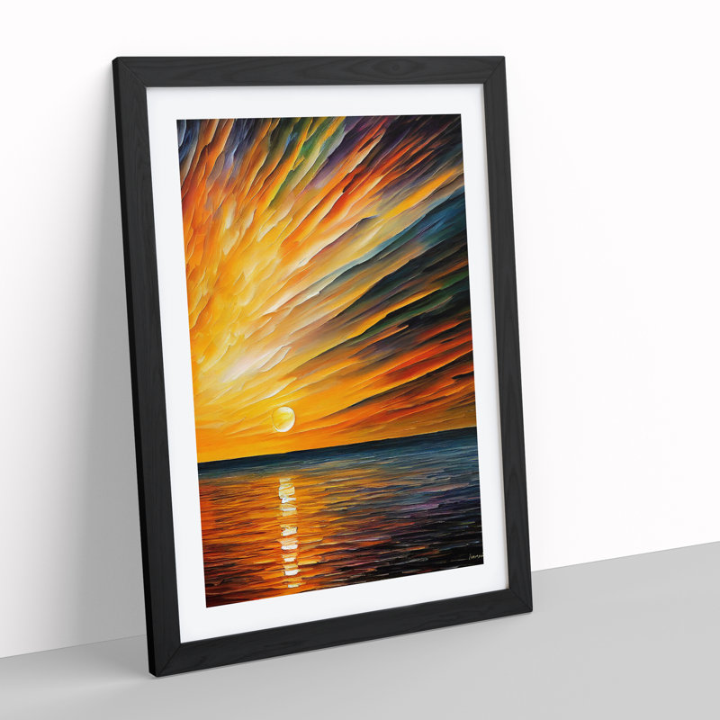 XV1022-3018X Ocean Sunrise No.5 - Single Picture Frame Print, Black, 34cm H x 25cm W