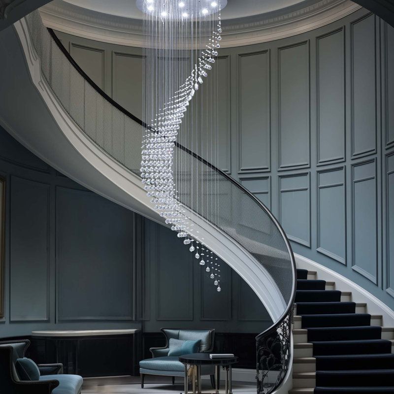 Pawnee 10-Light Dimmable Statement Chandelier for High Ceilings with Crystal Accents
