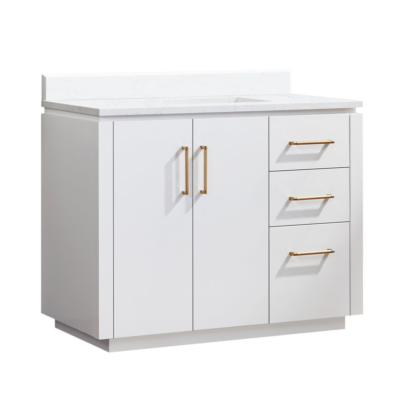 San 42'' White Composite Stone Top Single Bathroom Vanity