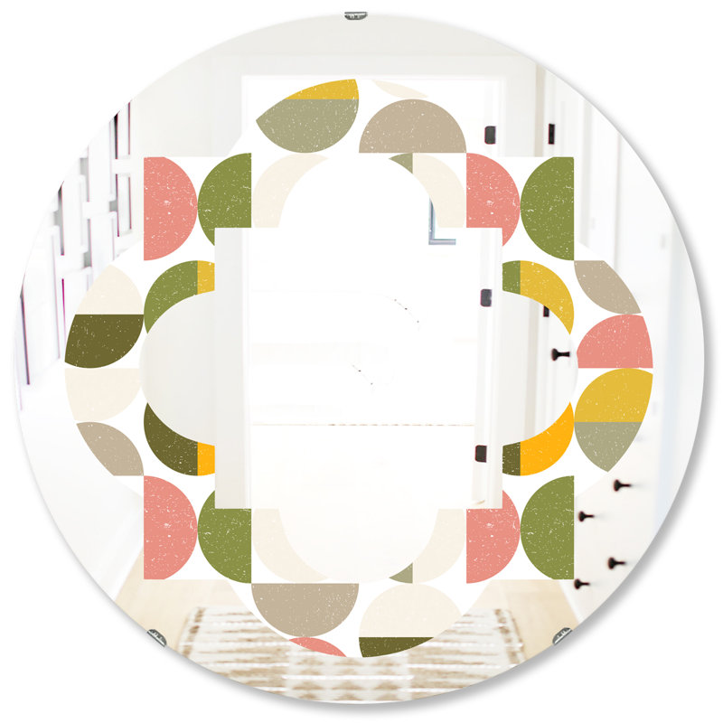 Miroir mural moderne sans cadre, H 31,5 po x l 31,5 po, Motif circulaire quadrilobe I