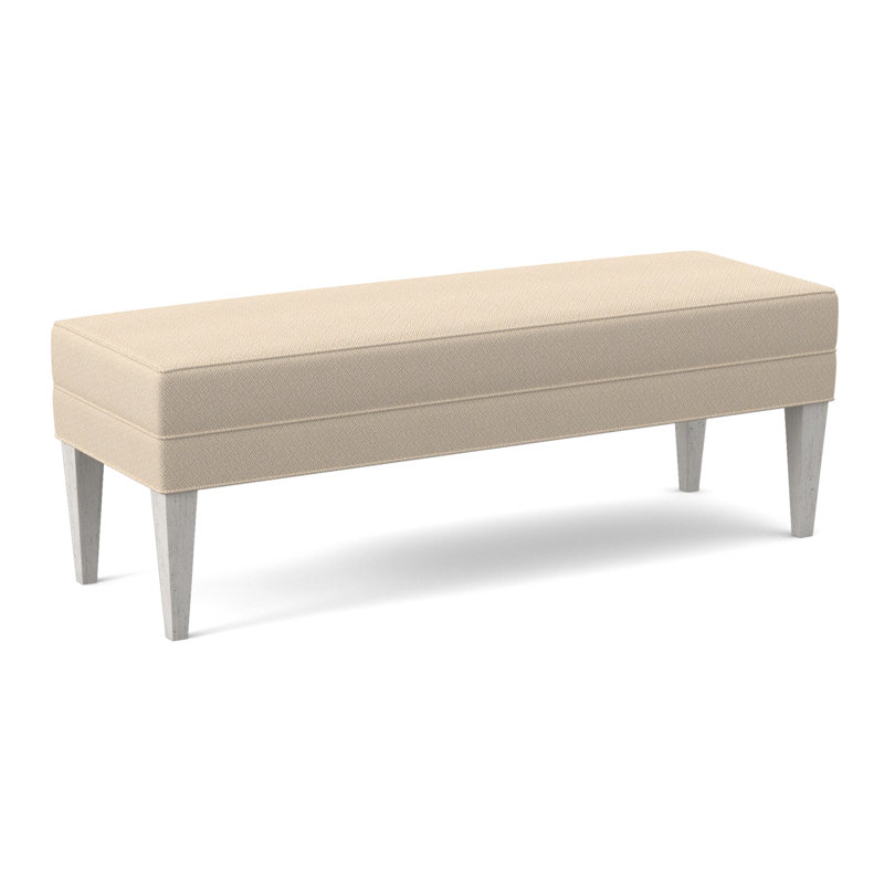 Livery Upholstered Bench, Bisque, Filigree Ivory