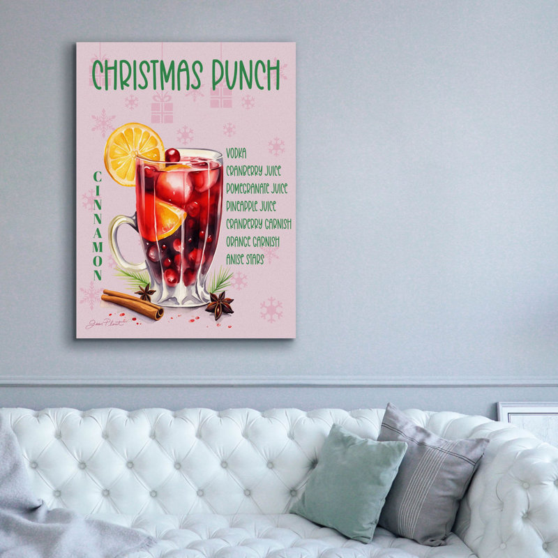 «Holiday Drinks C» par Jean Plout, art mural sur toile, H 54 po x l 40 po x P 1,5 po