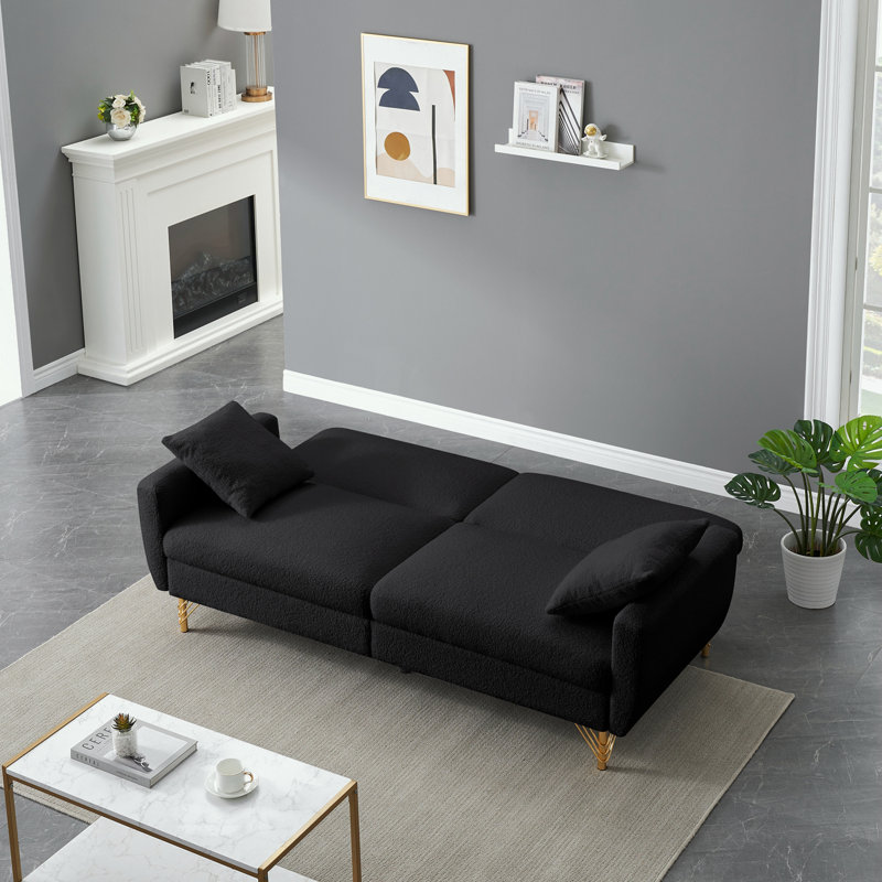  Bertan Upholstered Convertible Sofa, Black Foam