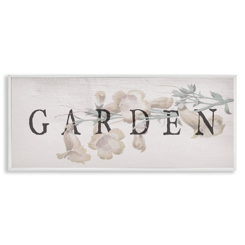 Giclée rustique avec fleurs et jardin, design par Lil 'Rue, H 13 po x l 30 po, Estampe numérique encadrée blanc bord de mer