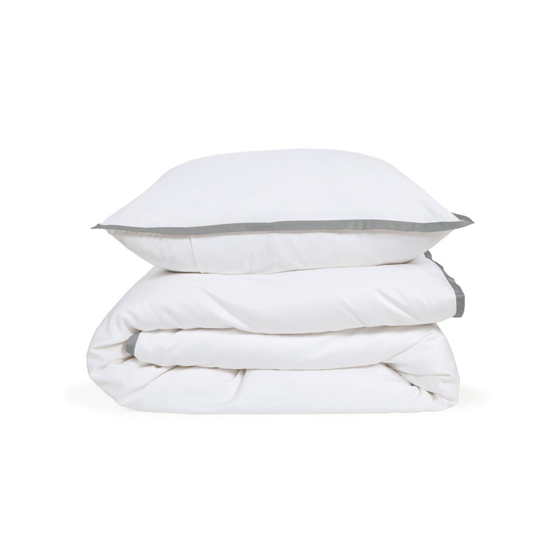 Langston Duvet Cover, White/Ocean, King Duvet Cover + 2 King Shams