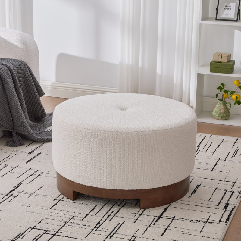 Repose-pieds rembourré Elmcrest, Beige Boucle