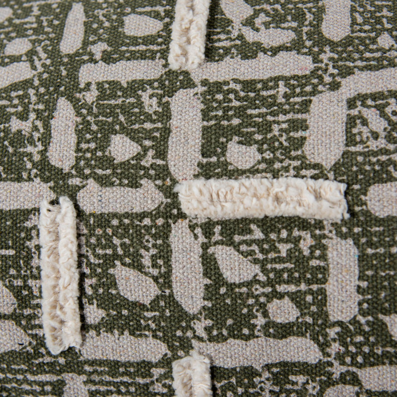 Coussin 100% coton recyclé, Polyester, Vert / naturel