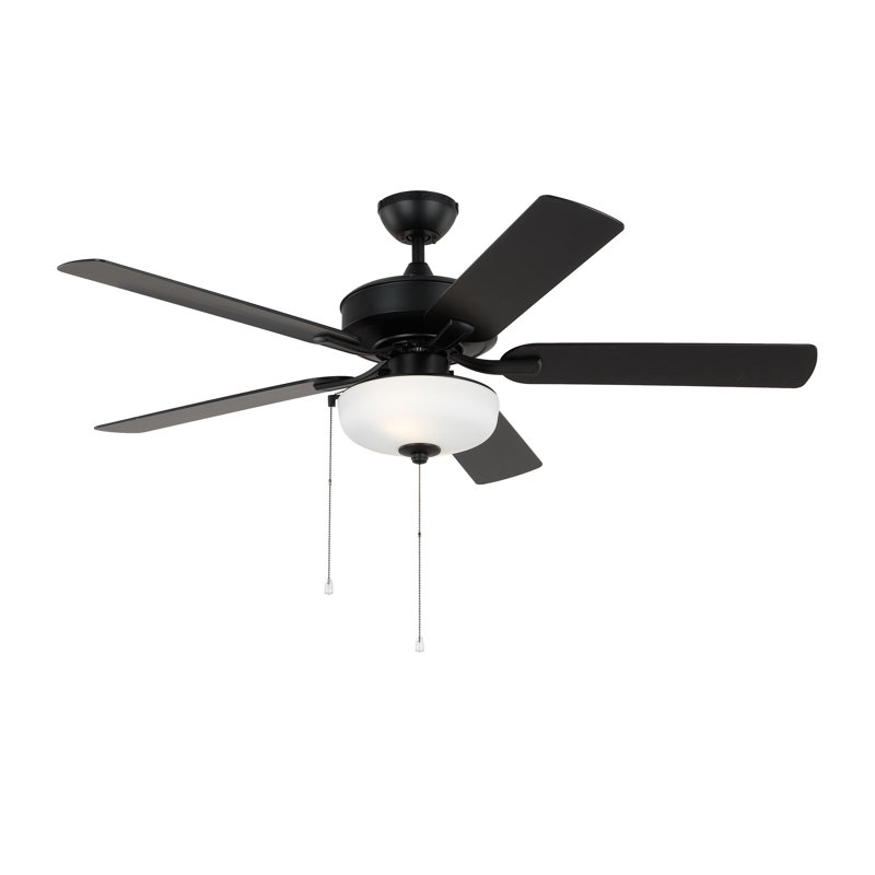 Ventilateur de plafond de 52 po avec éclairage à DEL, Noir minuit / noyer américain, Nuit noire