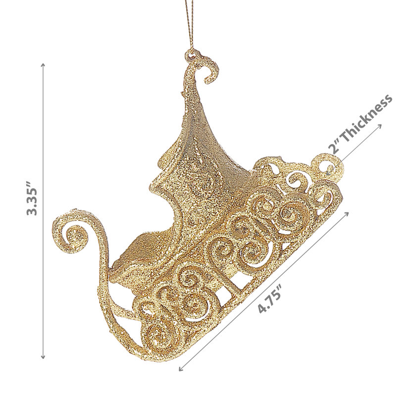 Gold Glitter Plastic Trumpet-Shaped Holiday Ornament Set