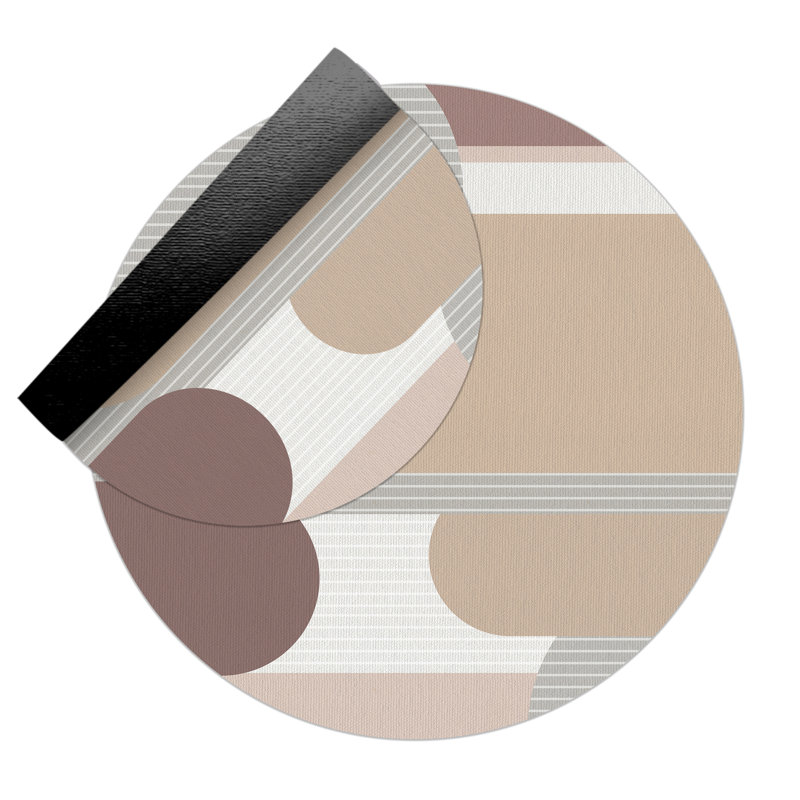 Izzy Abstract Vinyl Machine Printed Area Rug, Round 150cm