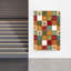 Retro Christmas Squares Abstract Colorful Geometric Christmas Tree Winter Landscape Wall Art Print 1 Piece Wrapped Canvas Wall Art-1912329875