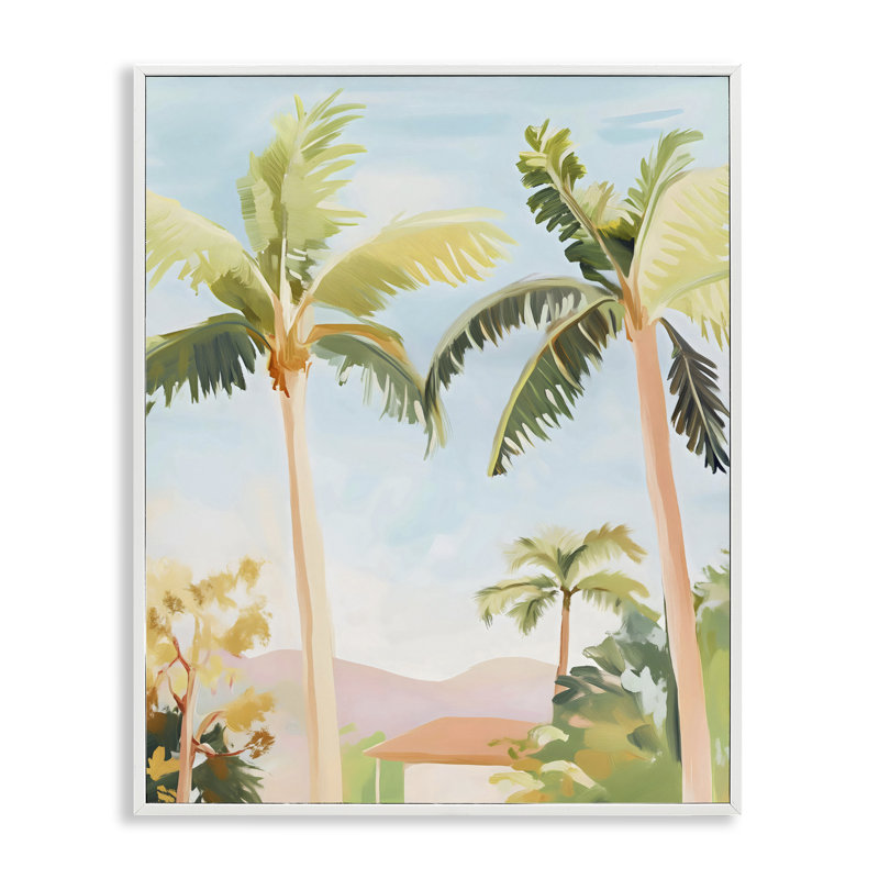 Giclée encadrée «Rising Above Tropical Palms», conception par The Prints Vibe, 14 x 11, Coastal White Giclee Framed