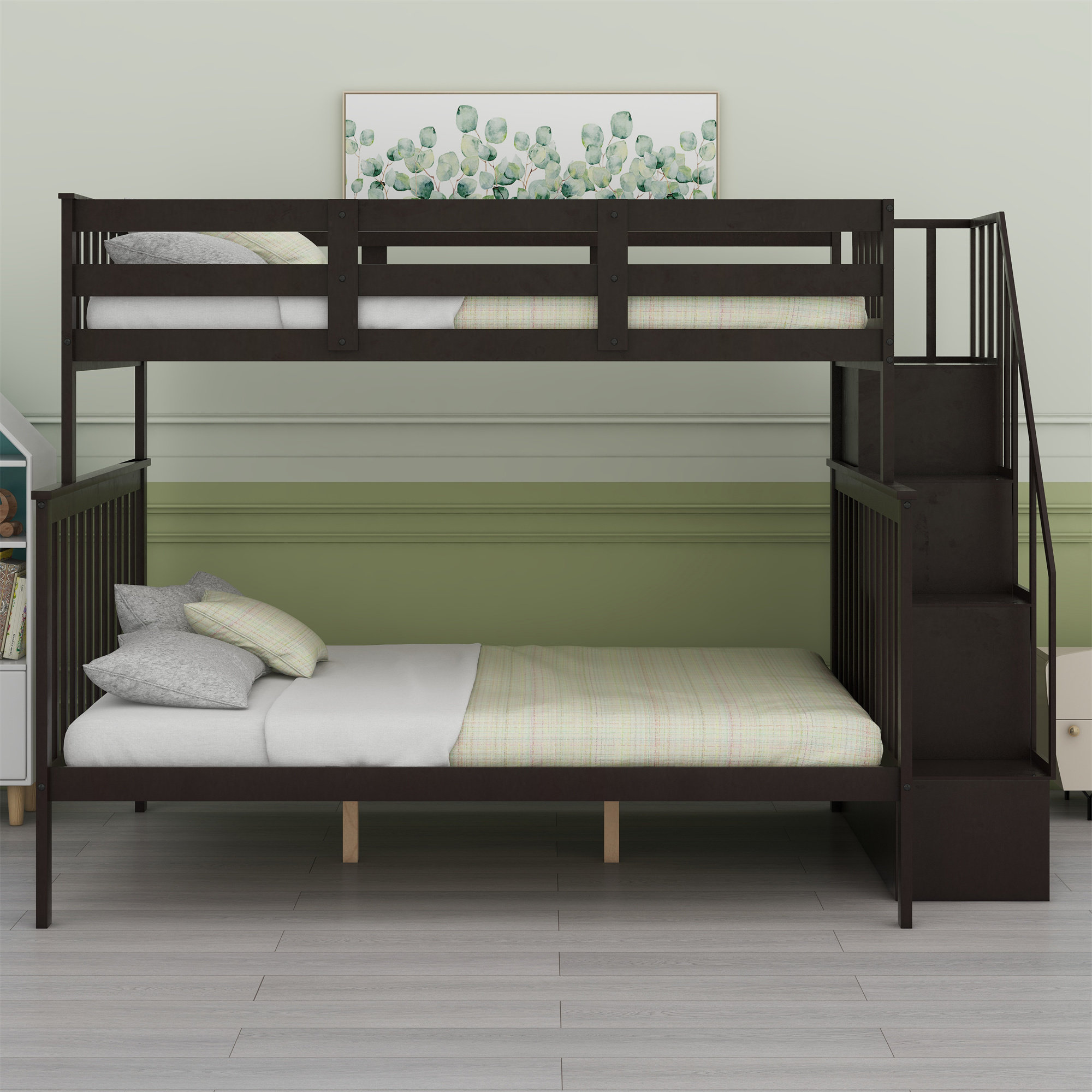 Harriet Bee Bunk Bed With Storage Stairway And Guard Rail - Wayfair Canada