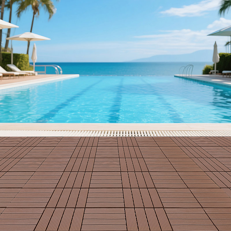 Plastic Interlocking Decking Tiles, Brown