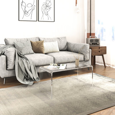 Clear Acrylic 32" Long Side Table - Versatile Furniture Piece End Desk, Waterfall, Modern Desk Option