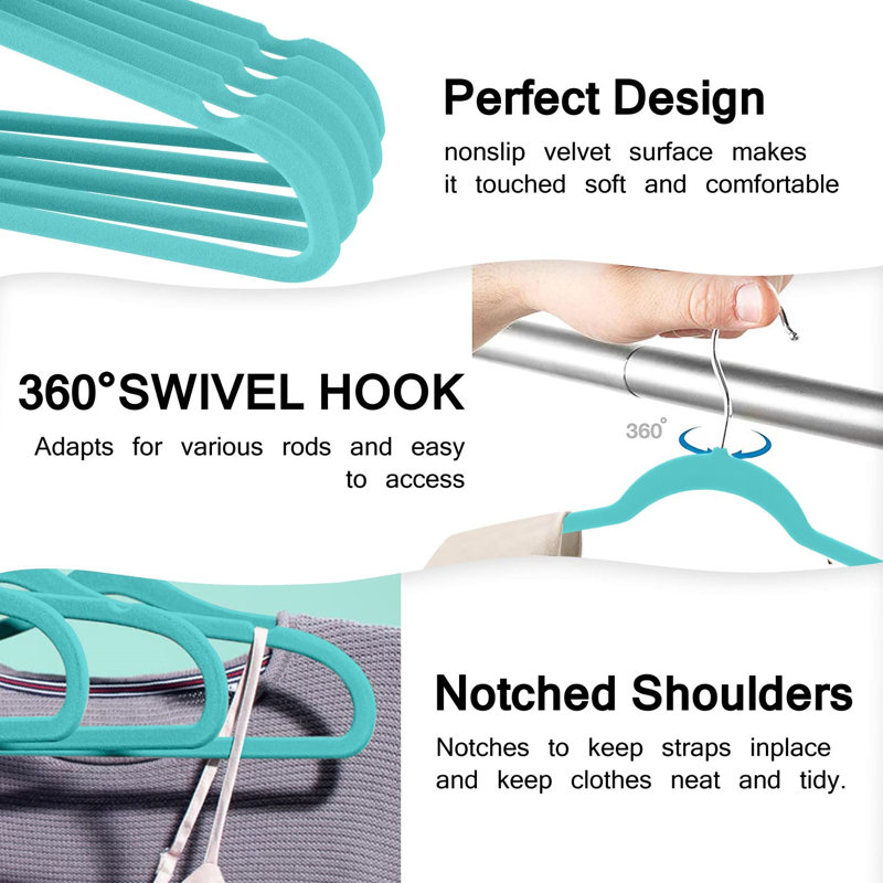 11 Plastic Non-Slip Accessories Hanger, Aque Blue