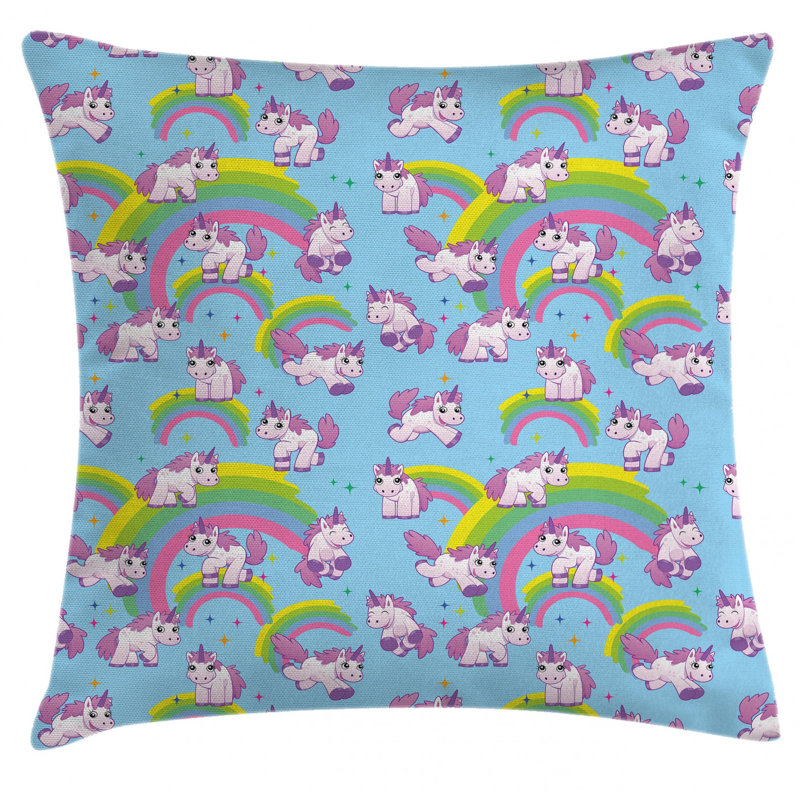 Housse de coussin décoratif d’intérieur/extérieur 36 po licorne