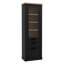 Modern Farmhouse Style Display Cabinet, 2 Doors, 1 Drawer, Engineered Wood, Black Oak/Light Oak Decor, 71.2 cm W x 212 cm H x 41.3 cm D