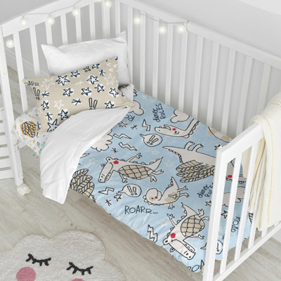 Dino Friends No Pattern And Not Solid Colour Duvet Cover Set with Pillowcases
