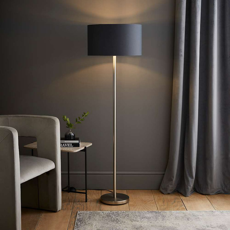 Daryanna 148cm Traditional Floor Lamp, Brushed, No, Grey