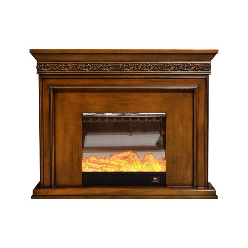 Black Solid Wood Electric Fireplace, Brown