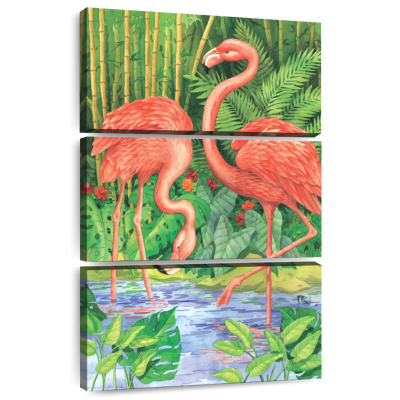 Flamant rose bambou Brampt, H 38 po x l 24 po