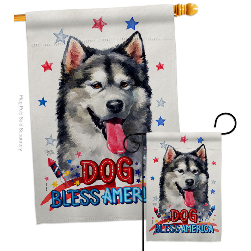 Drapeau de jardin Patriotic Malamute Alaskan, H 40 po x l 28 po