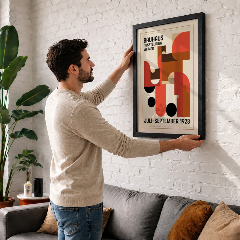 Bauhaus Forms Geometric - Framed Print, A1 - 84.1 x 59.4 cm, Black