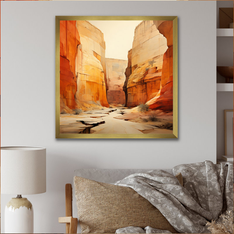 «Bold Landscape Canyon Desert V - Canyon», art mural encadré, H 30 po x l 30 po x P 1 po, Cadre doré simple