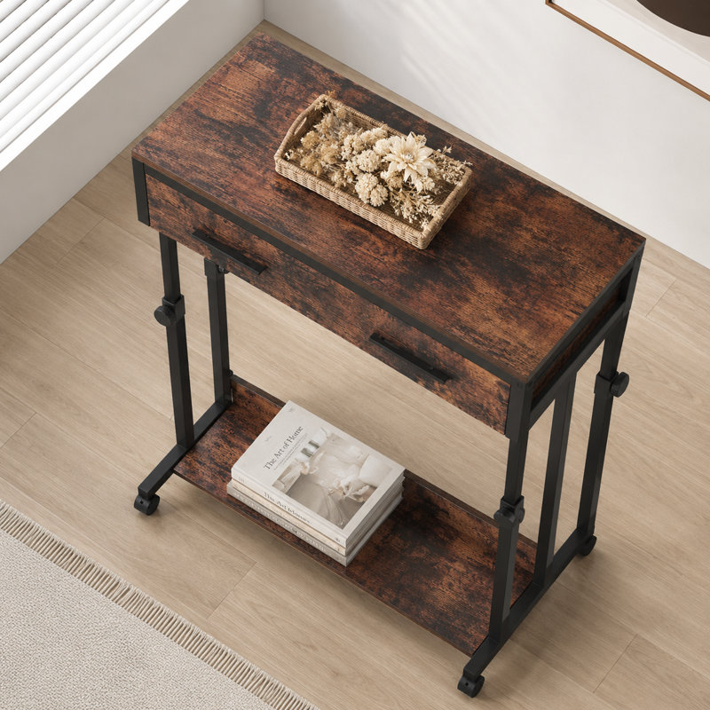 Bureau réglable sur roulettes, tiroir et tablette réglables en hauteur, bureau mobile à domicile