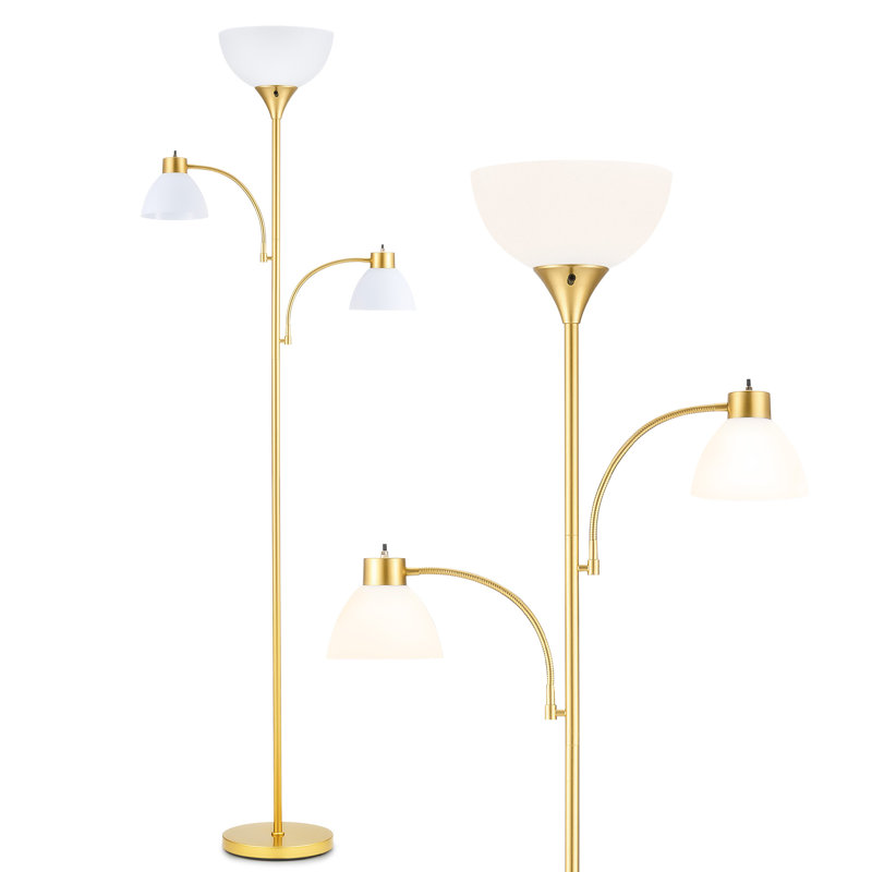 71" torchiere floor lamp with 3 71" LED bulbs, Doré