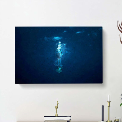 Deep Blue Diving In Abstract - Wrapped Canvas Print
