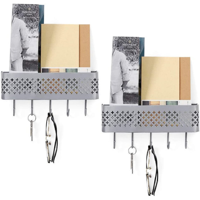 Dorthella Metal Wall Organizer, Silver