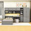  Lit plateforme simple avec rangement en bois avec bureau et lumière DEL et tiroirs-1636778964