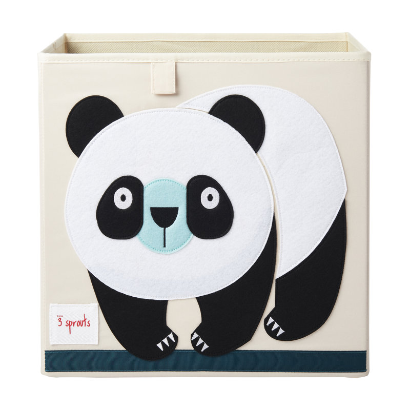 Panda Bear Foldable Beige and Black Fabric Storage Cube