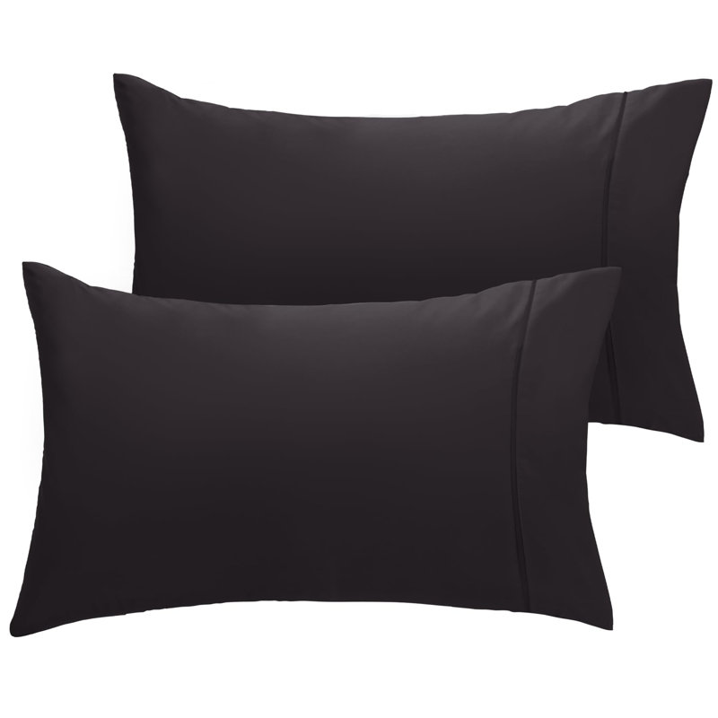 LuxClub 2 PC Black King Performance Microfiber Solid Pillowcase Set, King Pillowcase, Black