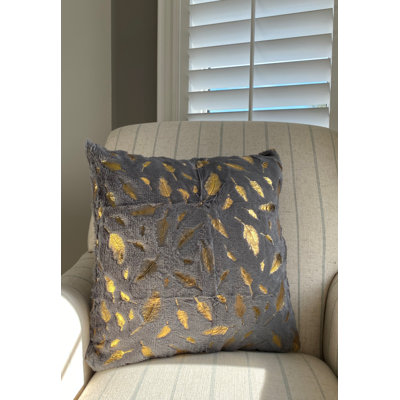 Golden Feather Appliqued Reversible Throw Pillow