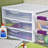 Sterilite Clear Plastic Stackable Small 3 Drawer Storage System, White