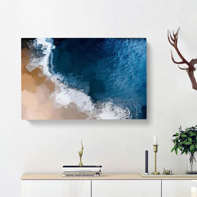 Waves On The Beach In Bali In Abstract - Wrapped Canvas