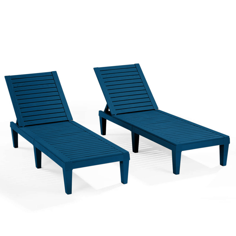 Nestl Waterproof, Lightweight, and Adjustable Outdoor Polyresin Chaise Lounge Chair Set, Ocean Blue, 2