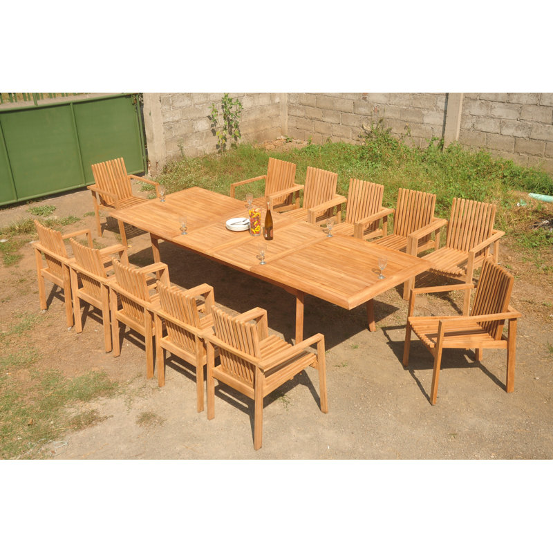 Rectangle 12 - Person 118" Long Teak Dining Set, 12, 31" H x 117" W x 40" D