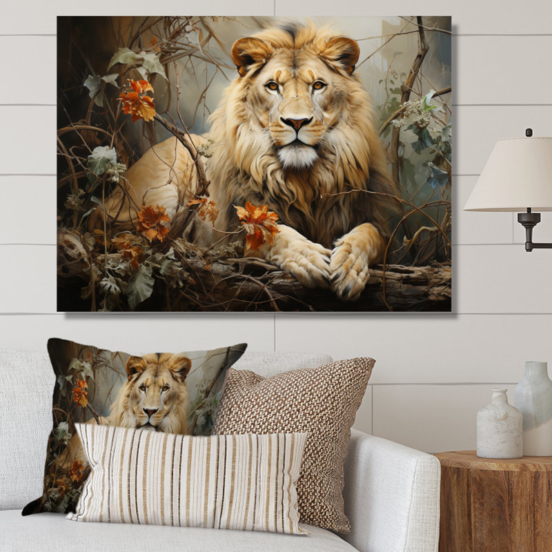 Lion Collage Of Nature I On Canvas Print, H 34 po x l 44 po x P 1,5 po, Toile tendue