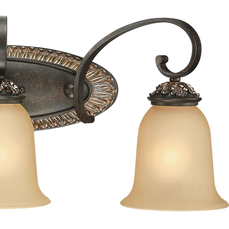 Bristol 3-Light Indoor Vintage Bronze with Antique Gold Bath or Vanity Wall Mount with Sepia Glass Bell Shades